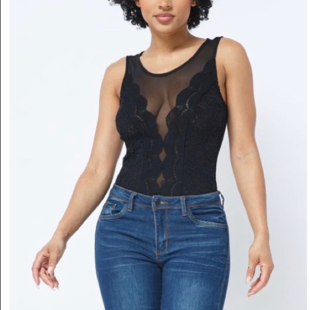 Lace/mesh bodysuit